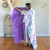 Living Royal Throw Blanket - Star Eyes Happy Faces - Purple & White
