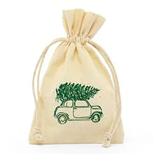  4 X 6 CHRISTMAS TREE ON CAR MUSLIN BAG