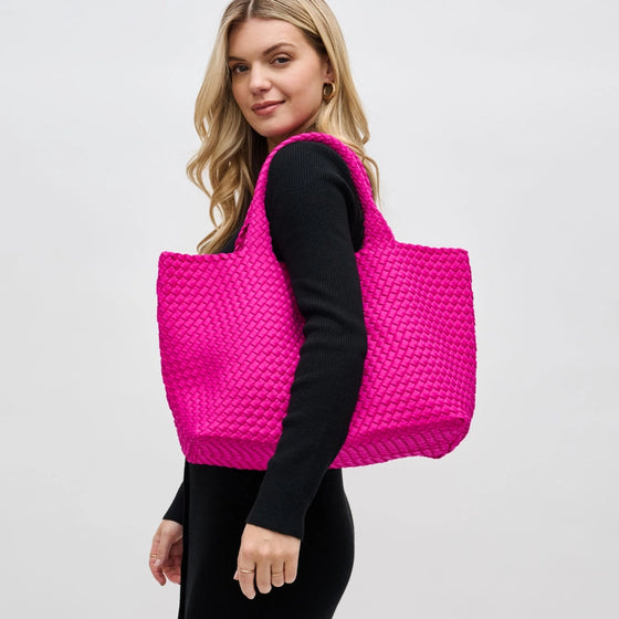 Sky's the Limit - Large Woven Neoprene Tote-Fuchsia