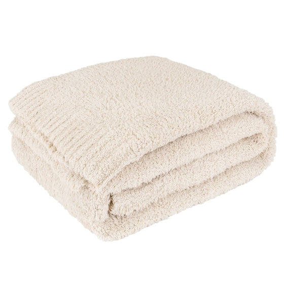 Pavilia Buttery Soft Fluffy Knit Blanket-Cream
