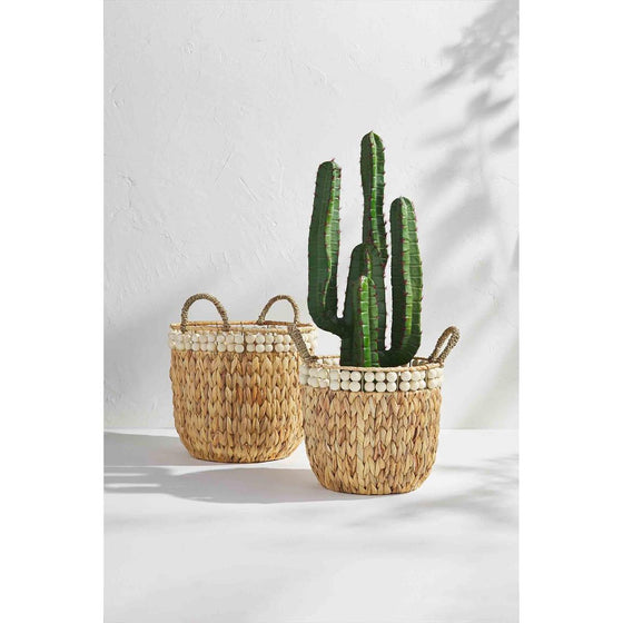 Wood Bead Hyacinth Basket- Large Size