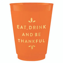  Gold Foil Frost Cups - Eat Drink and Be Thankful - Set of 8