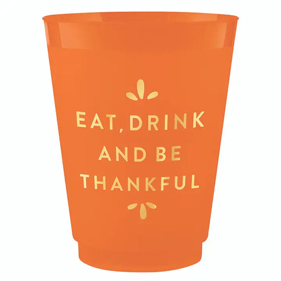 Gold Foil Frost Cups - Eat Drink and Be Thankful - Set of 8