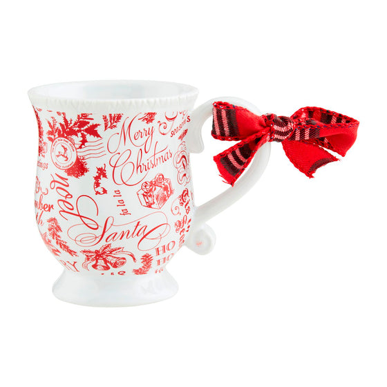 Holiday Print Mug with Bow