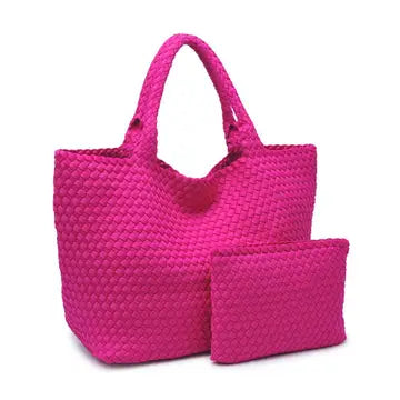 Sky's the Limit - Large Woven Neoprene Tote-Fuchsia