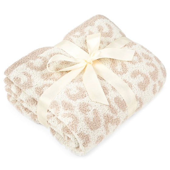 Pavilia Buttery Soft Fluffy Knit Blanket-Pastel Cheetah
