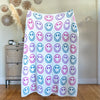 Living Royal Throw Blanket - Star Eyes Happy Faces - Purple & White