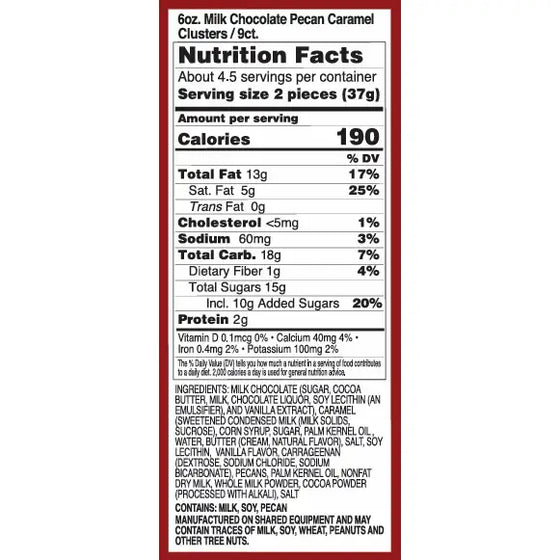 Mascot Pecan Milk Chocolate Pecan Caramel Clusters 6oz