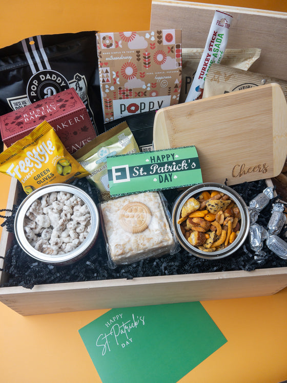 St. Patrick's Day Wood Crate Full O' Snacks