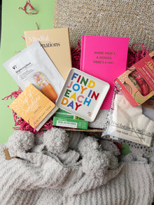  Ultimate Wellness, Mindfulness & Spa Box with Cozy Blanket- choose your notebook
