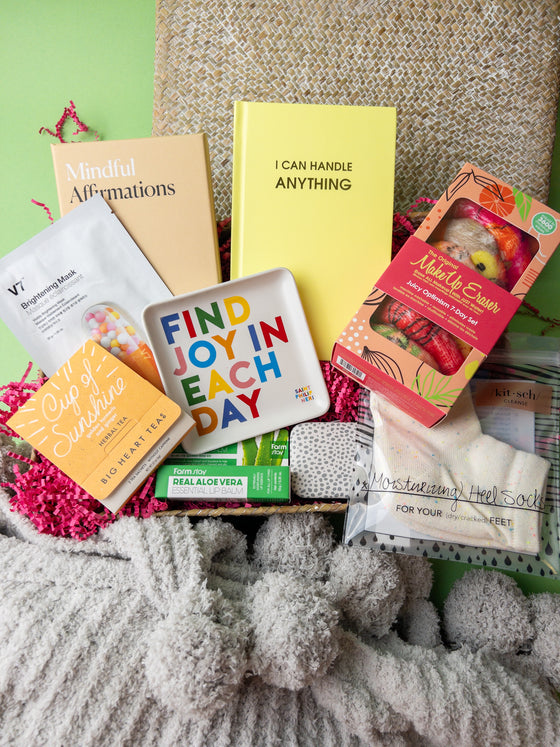Ultimate Wellness, Mindfulness & Spa Box with Cozy Blanket- choose your notebook