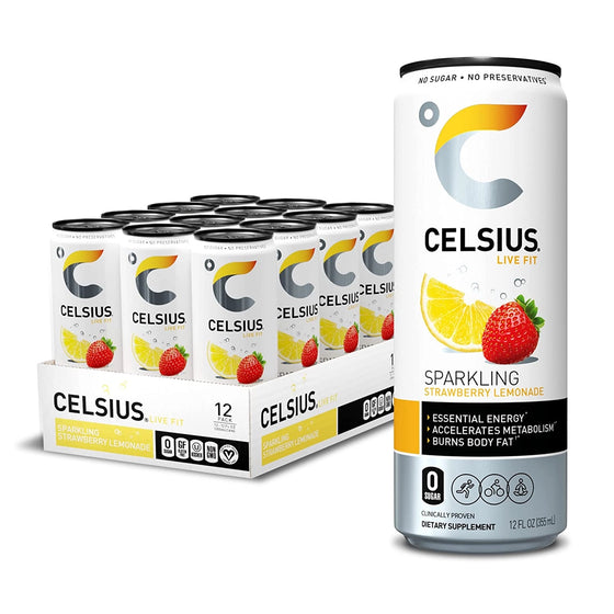 Celsius Sparkling Fitness Drink, 12oz - Strawberry Lemonade