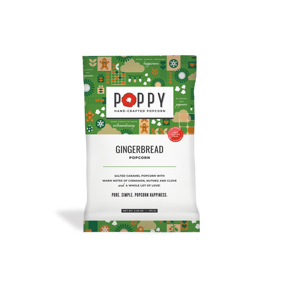 Poppy Handcrafted Popcorn Gingerbread Snack Bag 2.6oz