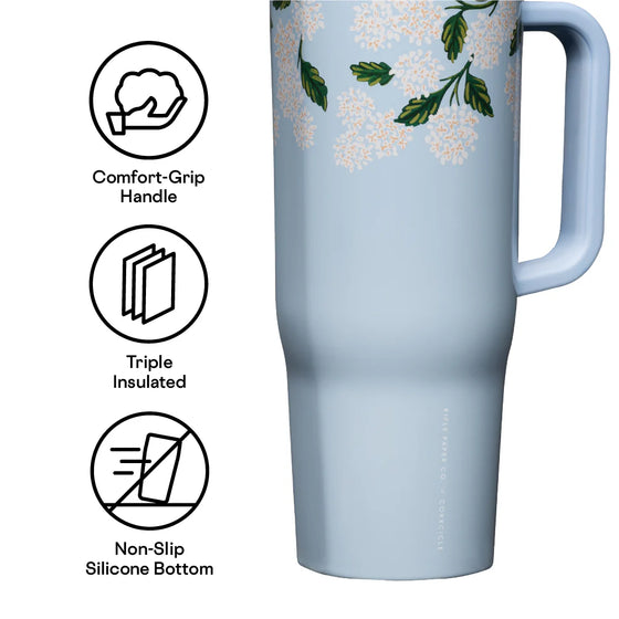Cruiser - 40oz Rifle Paper - Gloss Blue Hydrangea-Corkcicle