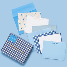  Stars and Blue Gingham Boxed Greeting Cards