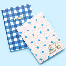  Stars + Blue Gingham Notebook Set