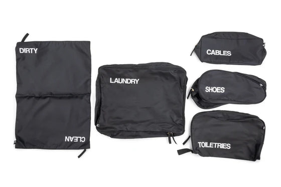 W+W Set of 5 Travel Organizer Bags - Black