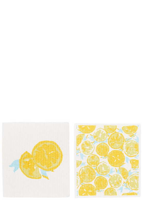 Lemon slices reusable sponge-cloth set of 2