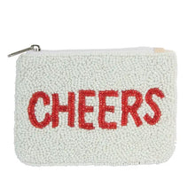  White Fully Beaded Cheers Theme Ladies Coin Purse