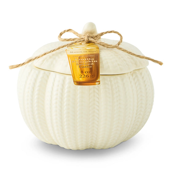 Sweater Pumpkin Shaped Ceramic Candle with Lid