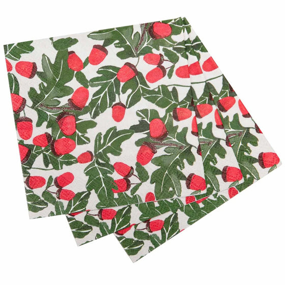 Holiday Acorns Paper Napkins, Set of 20