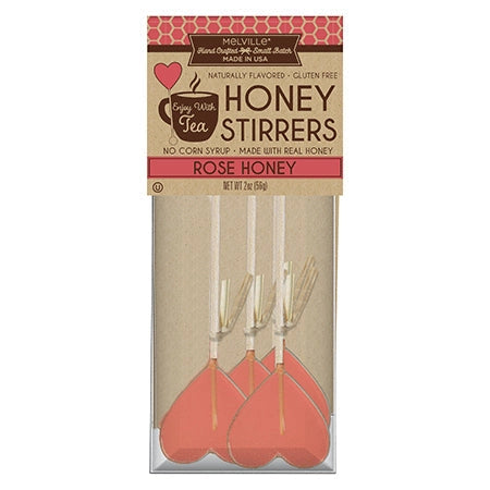 Mini Heart Rose Honey Lollipop Stirrers