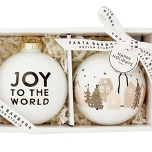  Joy To the World + Houses Glass Ornament Set