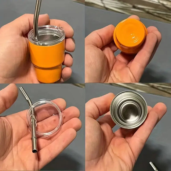 Mini Shot Glass Tumbler with Straw, 2 oz.