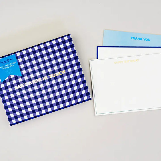 Stars and Blue Gingham Boxed Greeting Cards
