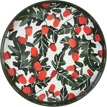  Red Acorns 15 Inch Round Tray