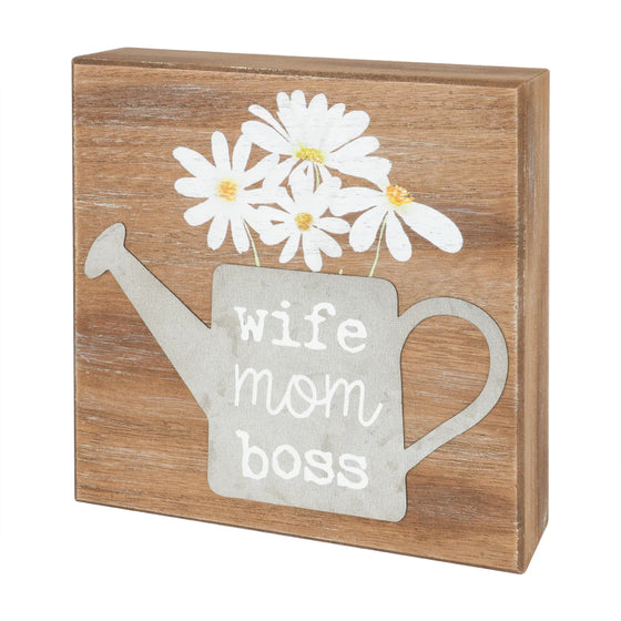 Wife Mom Boss Box Sign