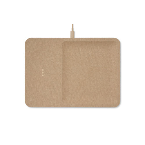 Courant Wireless Charger with Valet Tray - Linen - Camel