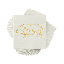  Christmas Light Pig Beverage Napkins - Qty 20