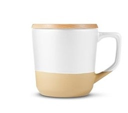 Branded Boston Ceramic Mug w/Wood Lid