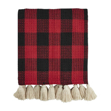  Buffalo Check Knit Blanket- Red & Black