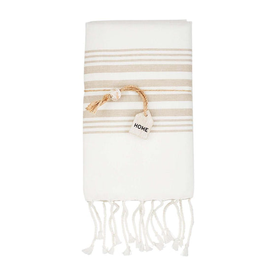 Taupe Kitchen Turkish Towel with Home Tag
